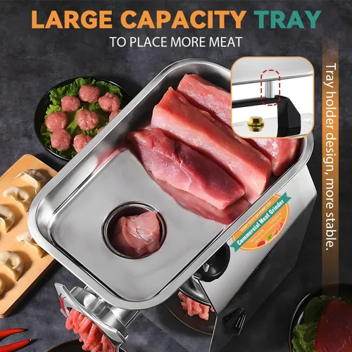 Miniatura 3 de Newhai Picadora de carne comercial 1.3HP Máquina de pulir carne eléctrica Picadora de carne industrial de alta resistencia Embutidora de salchichas