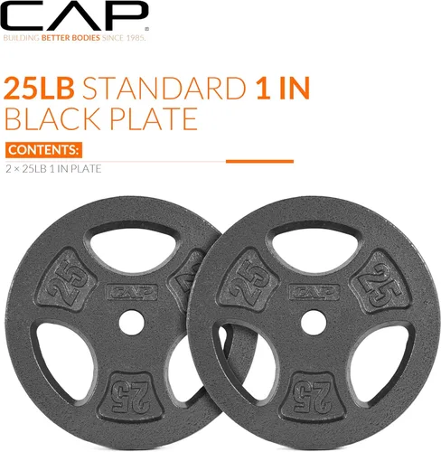 Miniatura 3 de CAP Barbell Placas de peso de agarre estándar de 1 pulgada Negro