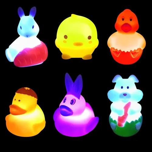 Miniatura 3 de Jofan Paquete de 6 huevos de Pascua de plástico jumbo prellenados con juguetes de baño iluminados en el interior para niños y niñas pequeños