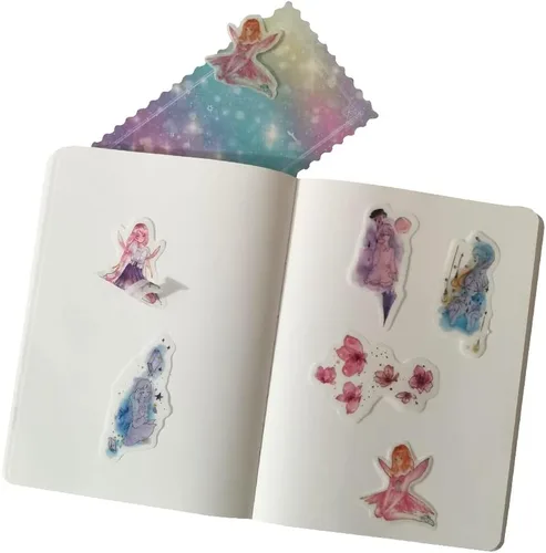 Miniatura 5 de Juego de calcomanías de papel washi de papel washi de cuento de hadas del mundo kawaii, hadas kawaii, niña, flor de cerezo, atrapasueños, B