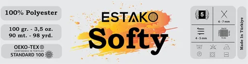 Miniatura 3 de Estako Softy 100% Poliéster Esponjoso Suave Grueso Peso #5 Hilado para Crochet y Tejido 3.52 oz (100 gr) 98 Yds (90 m) (9110 - Blanco)