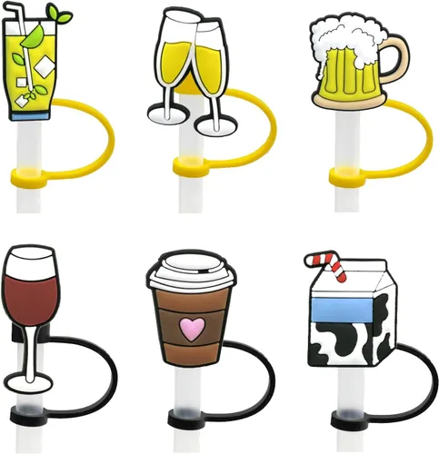 Miniatura 7 de 6 tapas de silicona para popotes, tapas, tapas reutilizables, tapones a prueba de polvo para pajitas de 0.315 a 0.315 pulgadas Funda para popote