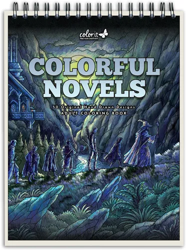 ColorIt Colorful Novels - Libro para colorear para adultos para aliviar el estrés, 50 dibujos originales de libros clásicos, encuadernación en