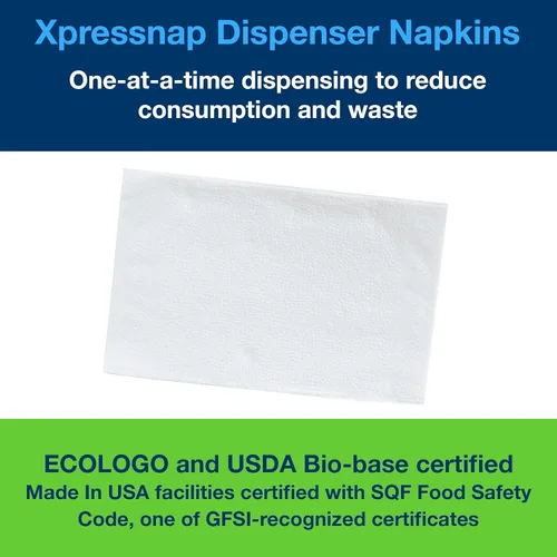 Miniatura 3 de Tork Xpressnap® Servilleta Dispensadora Blanca N4, Dispensado de Una a la Vez, 1 capa, Pliegue 1/4, 13" x 8.5", 12 x 500 Servilletas, 109000