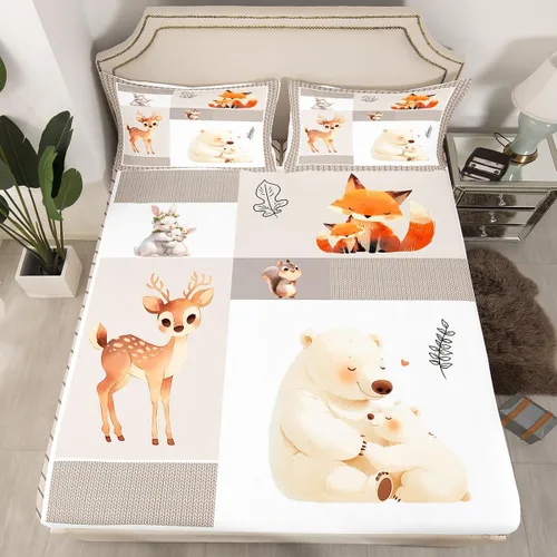 Miniatura 13 de Lake House Sábanas bajeras tamaño individual, sábana dibujada a mano con paisaje de lago y montaña para niños, niñas, niños y adultos, decoración