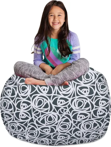 Miniatura 46 de Posh Stuffable Kids Funda de Silla Puf Rellenable para Almacenamiento de Animales de Peluche - Organizador de Juguetes Infantiles, Mediano 27