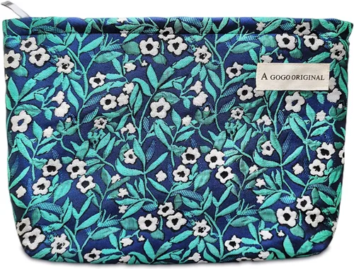 Miniatura 16 de STARDW Bolsa de maquillaje estética floral para mujeres y niñas, bolsa de aseo de viaje con cremallera de gran capacidad, bolsa organizadora