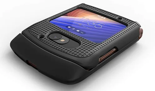 Miniatura 3 de Nakedcellphone Funda para Motorola RAZR 5G Flip Phone, [Negro] Carcasa rígida a presión [textura de cuadrícula] para Motorola Moto RAZR 5G Flip