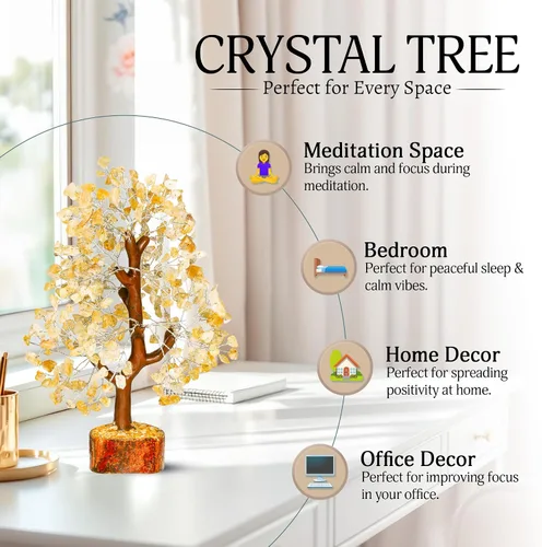 Miniatura 4 de Árbol de cristal de citrino - Decoración de feng shui - Árbol de los chakras - Artículos espirituales - Decoración del hogar - Árbol de piedras