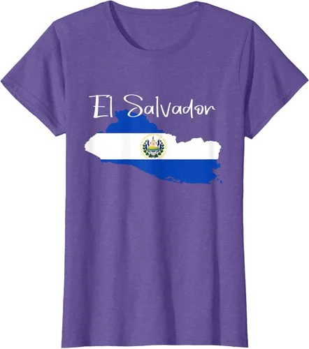 Miniatura 25 de Camiseta con la bandera de El Salvador, mapa de El Salvador, camiseta de Salvador para mujer