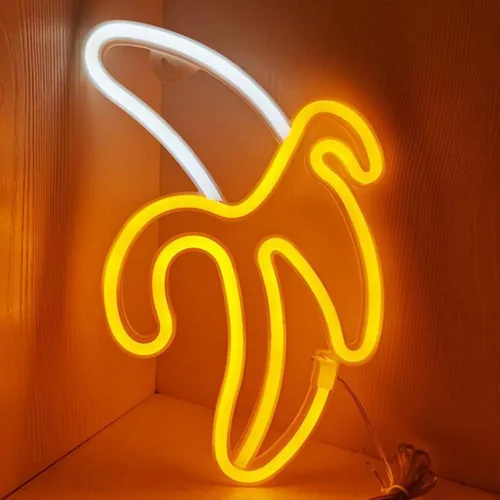 Miniatura 8 de ENUOLI Letreros de neón de plátano, luz de neón de plátano de 11.4 x 7.9 pulgadas, luces LED de neón para decoración de pared, lámparas nocturnas