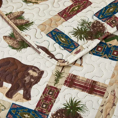 Miniatura 6 de Juego de edredón rústico de alce tamaño matrimonial/queen, colcha estilo lodge ligera de verano para cabaña, ropa de cama de campo, oso del bosque