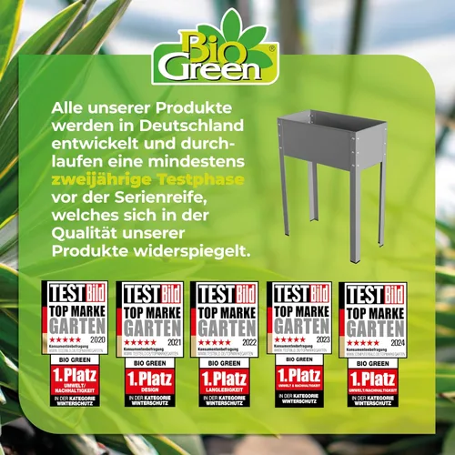 Miniatura 6 de Bio Green Freising-L - Cama de jardín elevada de metal con drenaje Pequeña maceta galvanizada y con recubrimiento de polvo para exteriores