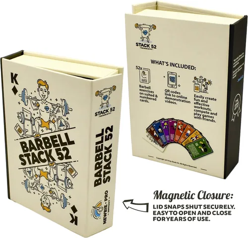 Miniatura 3 de Stack 52 Tarjetas de ejercicio con barra. Juego de cartas de levantamiento de pesas. Instrucciones en video incluidas. Culturismo, entrenamiento