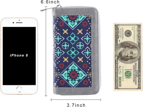 Miniatura 5 de HAWEE - Cartera para teléfono celular, con dos cierres y correa larga extraíble para la muñeca, para mujer