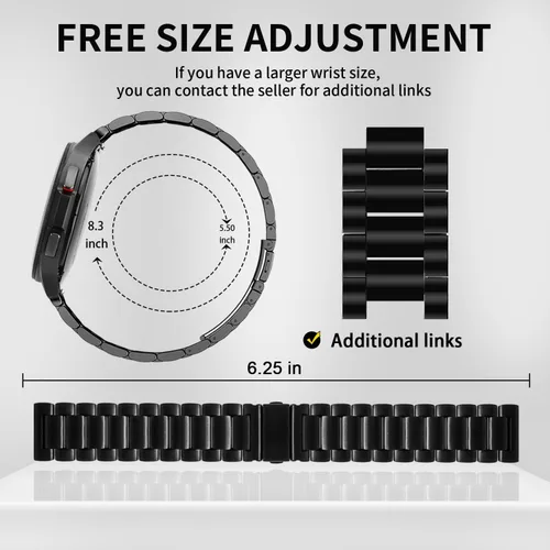 Miniatura 4 de GOLDTOLUCK Correa de acero inoxidable compatible con Samsung Galaxy Watch 8 7 6 5 4 Classic FE Pro 40mm 44mm 46mm 43mm 47mm 45mm 42mm 20mm