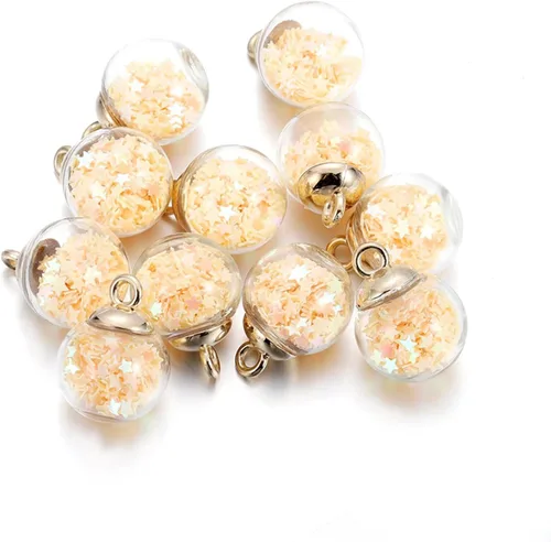Miniatura 15 de 10 unids/lote de 0.630 in transparente bola de cristal encantos estrella lentejuelas colgantes para DIY pendientes collar joyería fabricación