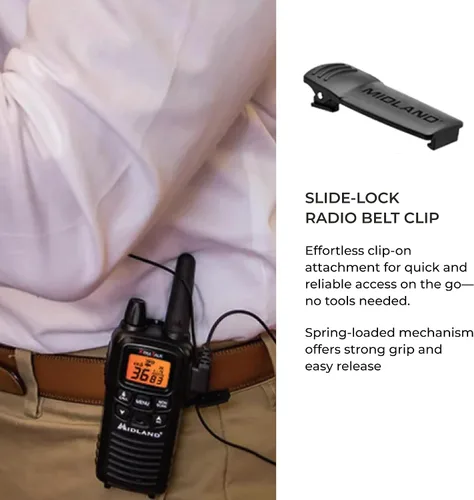 Miniatura 4 de LXT600BBX6 Midland LXT600BBX6 FRS Walkie Talkies de Negocios – Radios de Dos Vías de Largo Alcance de 36 Canales con Auriculares y Base de Carga