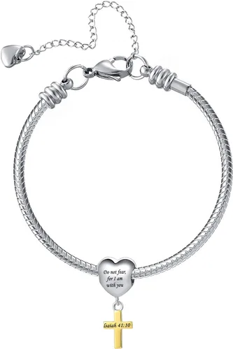 Miniatura 2 de Religiosa Cruz Charm Escritura Versículo Bíblico Grabado Cuentas de Oro Encantos para Pulseras Pandöra