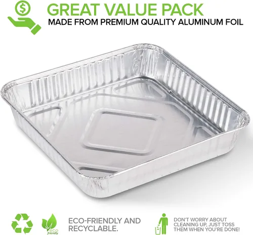 Miniatura 2 de Stock Your Home Sartenes de papel de aluminio de 9 x 9, borde de 8.75 pulgadas de largo (paquete de 30 unidades) latas cuadradas para horno