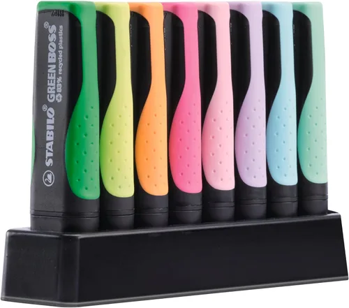 STABILO GREEN BOSS - Resaltador ecológico en colores surtidos (8 unidades), colores surtidos