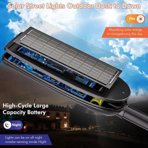 Miniatura 3 de Farolas solares impermeables para exteriores, 30000 lúmenes, luz LED comercial con sensor de movimiento y control remoto, iluminación de seguridad
