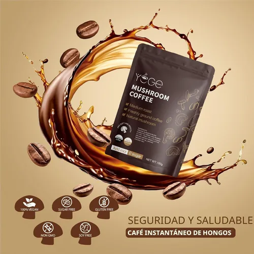 Miniatura 5 de Café de hongos, café instantáneo de hongos con cordyceps, reishi, trompeta rey, shiitake, cola de pavo, melena de león para energía, concentración