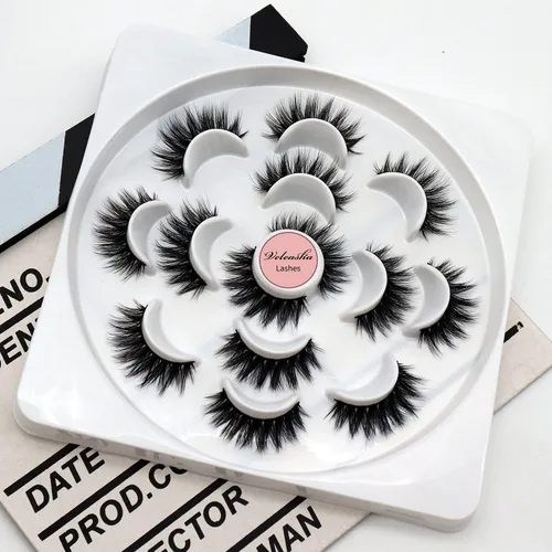 Miniatura 100 de Veleasha Pestañas postizas de manga puntiagudas, 100% hechas a mano, aspecto natural, pestañas postizas ligeras con banda transparente suave