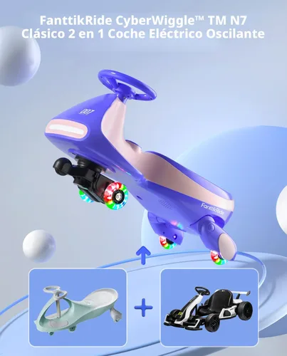 Miniatura 2 de FanttikRide N7 Classic - Coche eléctrico clásico con pedal, batería recargable, juguetes para montar, coche oscilante, 2 velocidades, antivuelco