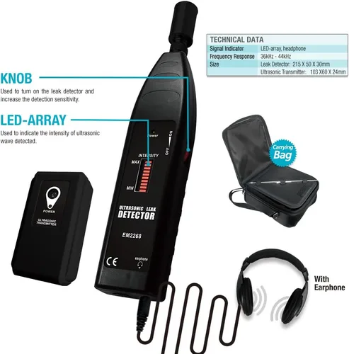 Miniatura 3 de allsun Pro Detector de Fugas Ultrasónico Transmisor Localizador de Ruidos Auto, Estetoscopio Electrónico Monitor de Ruidos de Máquinas HVAC