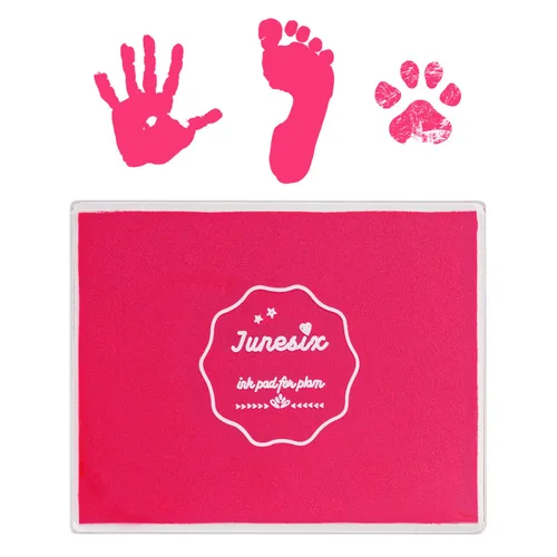 Almohadilla de tinta, 5 x 4 pulgadas, lavable, no tóxica, almohadilla para sello de huellas de bebé, color rosa Rosado
