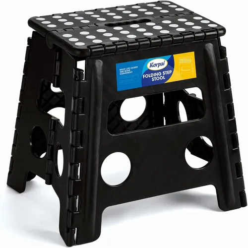 Miniatura 17 de Korpai Taburete plegable de 16 pulgadas para adultos y niños con capacidad para hasta 300 libras, taburetes plegables antideslizantes con mango