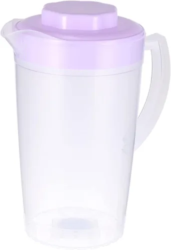 Lurrose Jarra mezcladora de botellas de agua transparentes, jarra de agua de 2 litros, jarra de plástico con tapa, jarra de agua para bebidas frías