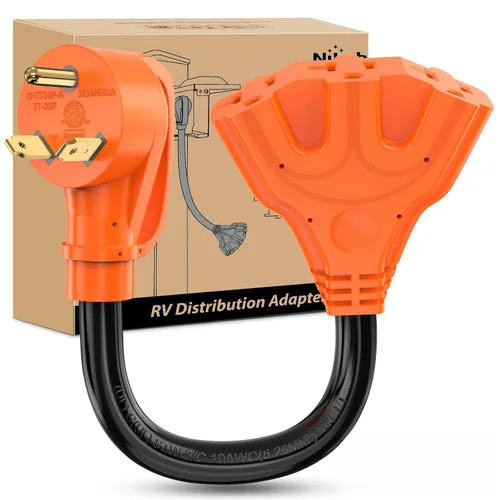 Miniatura 49 de Nilight - 50033R Adaptador de enchufe RV de 18 pulgadas, 50 amperios a 30 amperios, adaptador eléctrico de Dogbone de alta resistencia con mango 115G