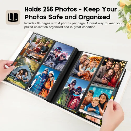 Miniatura 3 de Álbum de fotos de 3.5 x 5, álbum de fotos de 3.5 x 5 con capacidad para 256 fotos, cubierta de lino con ventana frontal, álbumes de fotos de 3 x 5