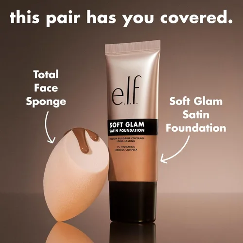 Miniatura 4 de e.l.f. Base de Maquillaje Soft Glam, Cobertura Media, Base de Larga Duración y Modulable para un Acabado Suave y Satinado, Vegana y Libre de 55