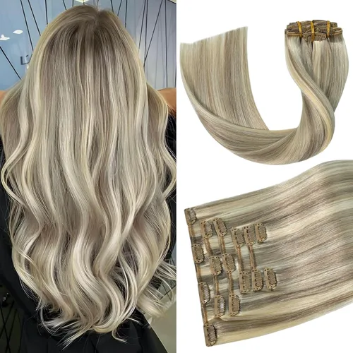 Miniatura 23 de Aison Extensiones de cabello humano real con clip, color marrón oscuro, 2.47 onzas, cabello humano Remy, 12 pulgadas, para mujeres, 7 unidades, 16