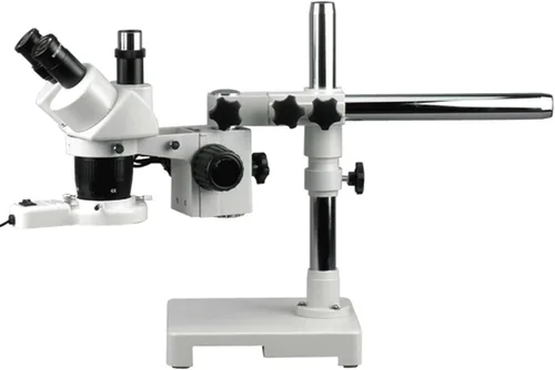 AmScope Microscopio estéreo trinocular SW-3T13Y-FRL, oculares WH10x, aumento 5X/15X/30X/45X, objetivo 1X/3X, soporte de brazo único, luz de anillo