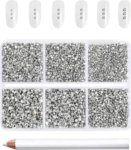 Miniatura 30 de Beadsland 7200 piezas de diamantes de imitación con parte trasera plana, gemas de cristal AB para uñas diamantes de imitación de cristal redondos