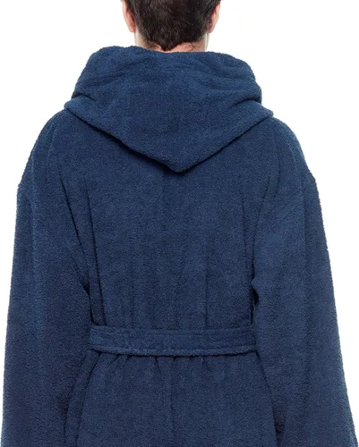 Miniatura 8 de Arus - Bata de baño clásica de algodón turco con capucha para hombre con opción de longitud larga
