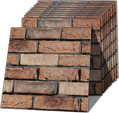 Miniatura 10 de Paneles de Pared 3D Despegar y Pegar, Papel Tapiz de Ladrillo 3D Despegar y Pegar, Paquete de 10 Paneles de Pared Autoadhesivos de Piedra PVC Gris