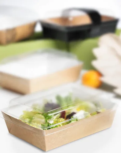 Miniatura 5 de PacknWood 210PAN850- Caja de ensalada de papel marrón - lonchera de bolsa marrón - cajas de manualidades marrones con tapas - caja de papel con tapa