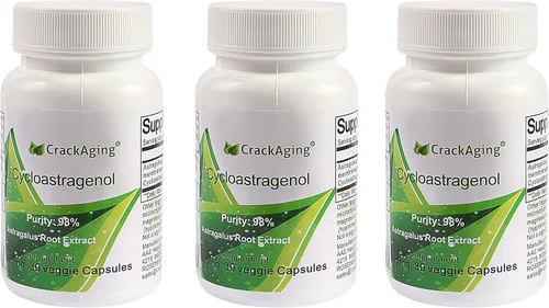 Crackaging Cycloastragenol 98% Telomere & Apoyo Inmune 25mg 90 Cápsulas en 3 Botellas