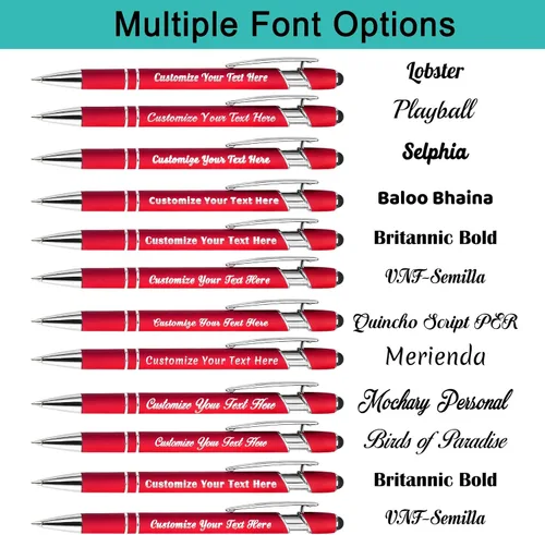 Miniatura 3 de Aolun 216 bolígrafos personalizados a granel con stylus grabado, bolígrafos personalizados, metal suave al tacto, nombre grabado, logotipo o Rojo