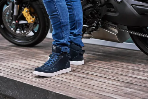 Miniatura 7 de SHIMA SX-2 EVO - Zapatos de motocicleta para hombre, transpirables, de cuero reforzado, zapatos para la calle con soporte para el tobillo, suela Azul