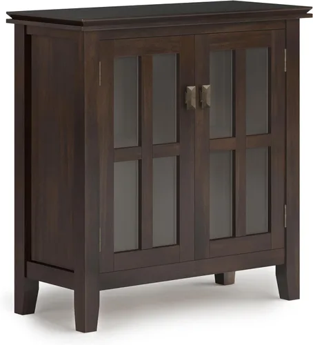 Miniatura 23 de SIMPLIHOME Armario de almacenamiento artesanal, gabinete de almacenamiento bajo de madera maciza de 30 pulgadas de ancho en marrón miel, gabinete