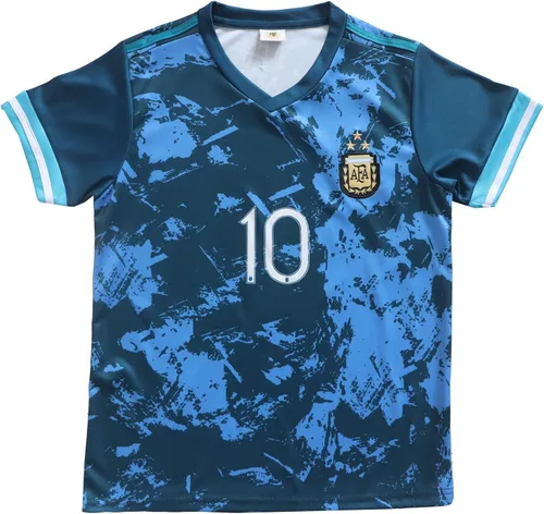 Miniatura 4 de BIRDBOX 2021 Argentina Away Dark Blue #10 Lionel Messi - Conjunto de camiseta y pantalones cortos de fútbol para niños, tallas juveniles