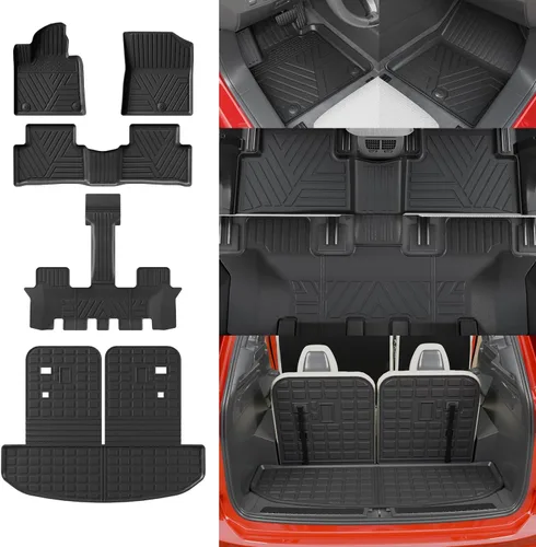 Miniatura 14 de Alfombrillas de Piso Compatibles con Ford Explorer 2020-2026 de 6 Asientos, Alfombrilla de Maletero, Forro de Carga TPE, Protector de Asiento