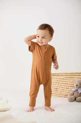 Miniatura 7 de BeiVSlley Paquete de 2 mamelucos de verano de manga corta para bebé, de algodón, con cremallera frontal, ropa para bebés y niños pequeños