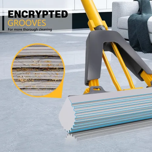 Miniatura 2 de Masthome Trapeador de esponja, mopa de esponja con rodillo con 3 recambios absorbentes de PVA, mopas de esponja autoexprimibles y mango de acero